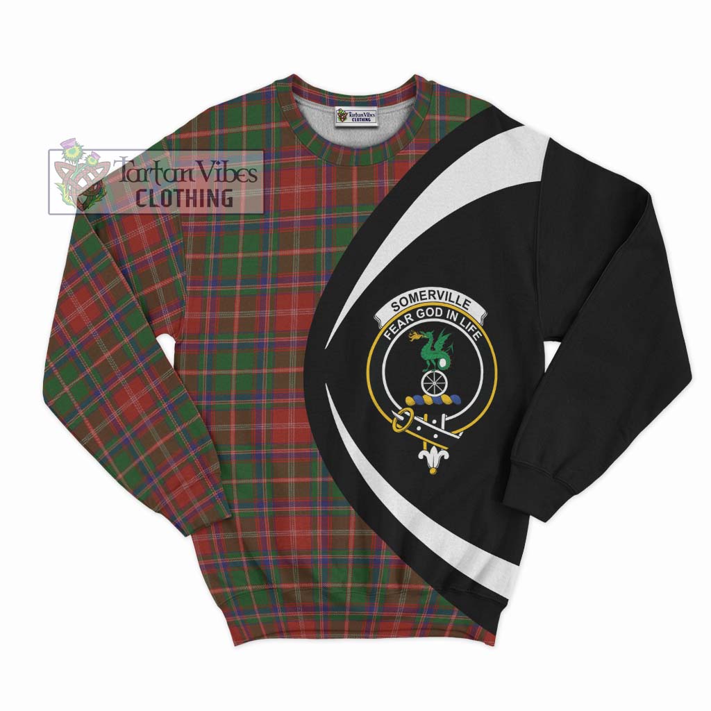 Somerville Tartan Sweatshirt with Family Crest Circle Style Unisex - Tartan Vibes Clothing