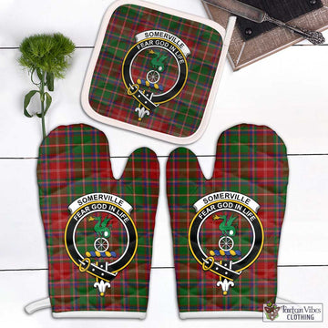 Somerville Tartan Combo Oven Mitt & Pot-Holder with Family Crest White - Tartan Vibes Clothing