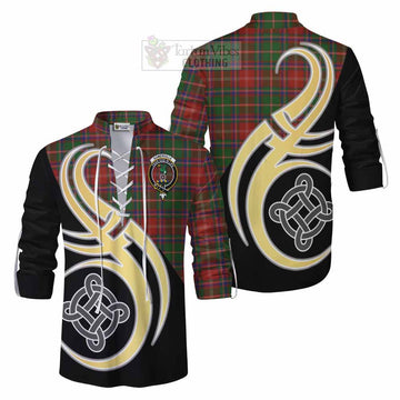 Somerville Tartan Ghillie Kilt Shirt with Family Crest and Celtic Symbol Style