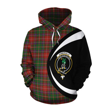 Somerville Tartan Cotton Hoodie with Family Crest Circle Style Pullover Hoodie XS - Tartan Vibes Clothing