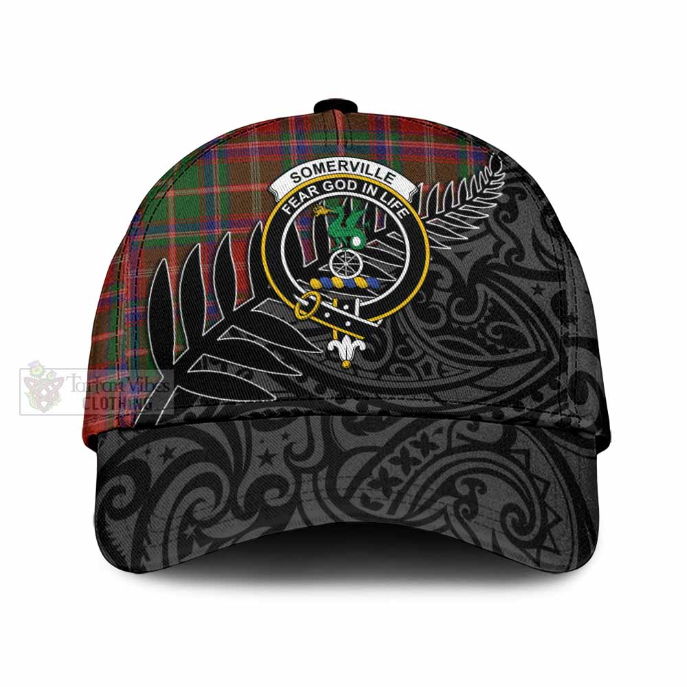 Tartan Vibes Clothing Somerville Tartan Classic Cap with New Zealand Silver Fern Half Style