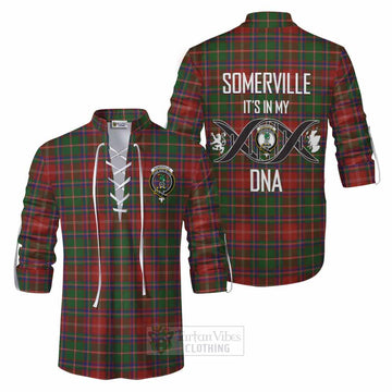 Somerville Tartan Ghillie Kilt Shirt with Family Crest DNA In Me Style