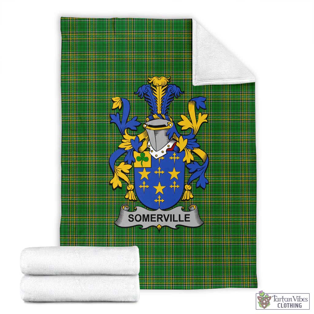 Tartan Vibes Clothing Somerville Irish Clan Tartan Blanket with Coat of Arms