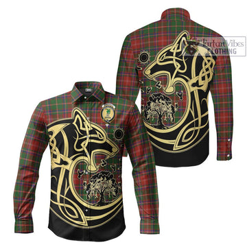 Somerville Tartan Long Sleeve Button Shirt with Family Crest Celtic Wolf Style