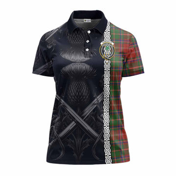 Somerville Tartan Women's Polo Shirt with Family Crest Cross Sword Thistle Celtic Vibes