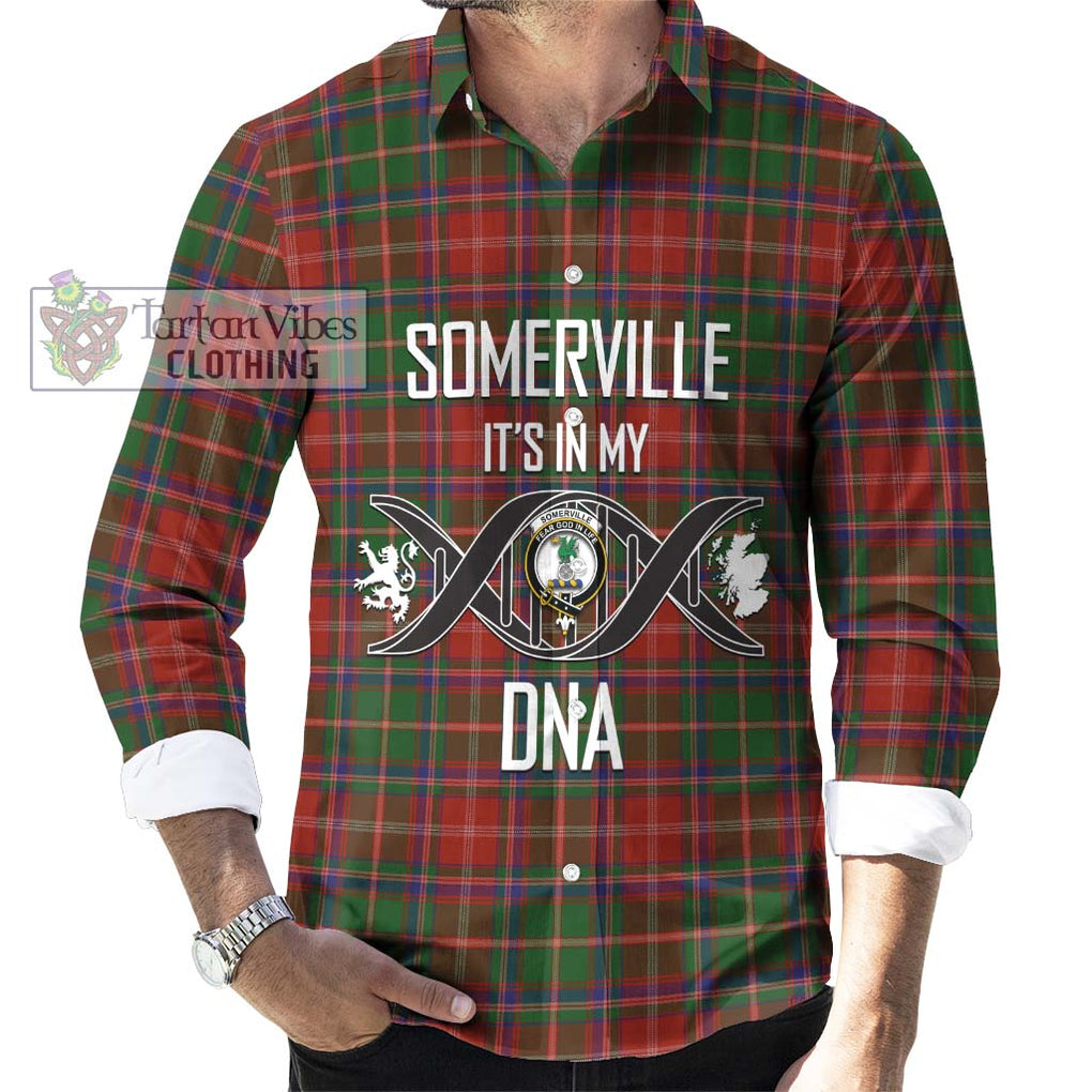 Somerville Tartan Long Sleeve Button Shirt with Family Crest DNA In Me Style Men's Shirt S - Tartanvibesclothing Shop