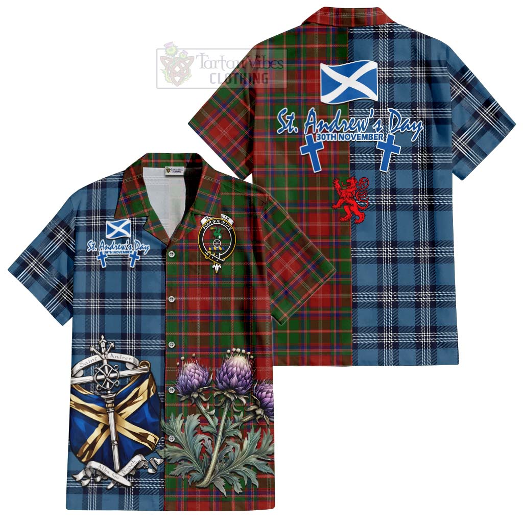 Tartan Vibes Clothing Somerville Tartan Short Sleeve Button Shirt Happy St. Andrew's Day Half Tartan Style