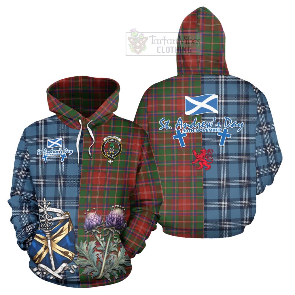 Tartan Vibes Clothing Somerville Tartan Hoodie Happy St. Andrew's Day Half Tartan Style