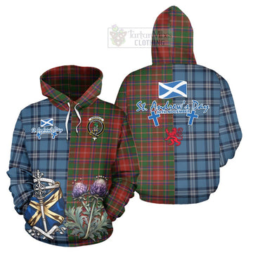 Somerville Tartan Hoodie Happy St. Andrew's Day Half Tartan Style