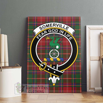 Somerville Tartan Canvas Print Wall Art with Family Crest