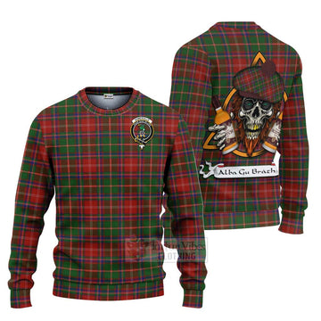 Somerville Tartan Ugly Sweater with Family Crest and Bearded Skull Holding Bottles of Whiskey