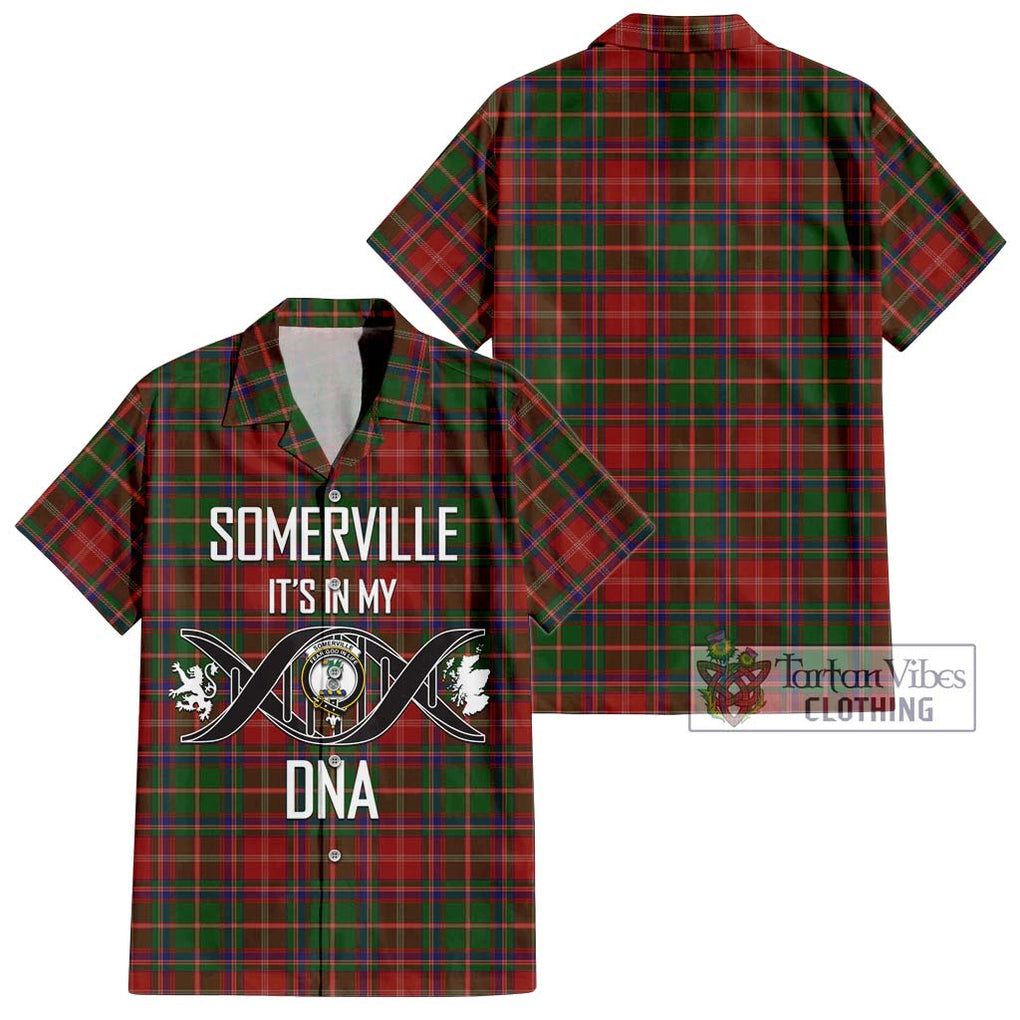 Somerville Tartan Short Sleeve Button Shirt with Family Crest DNA In Me Style Kid - Tartanvibesclothing Shop