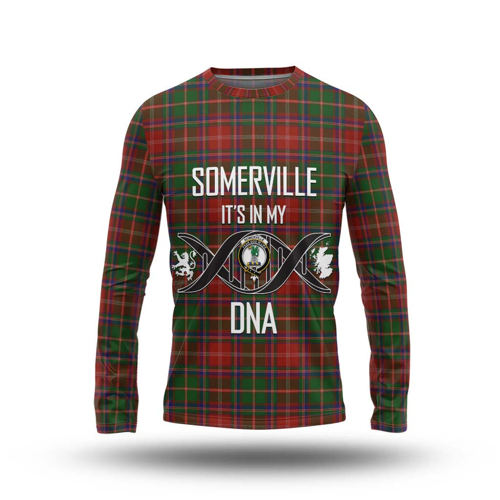 Somerville Tartan Long Sleeve T-Shirt with Family Crest DNA In Me Style Unisex - Tartanvibesclothing Shop