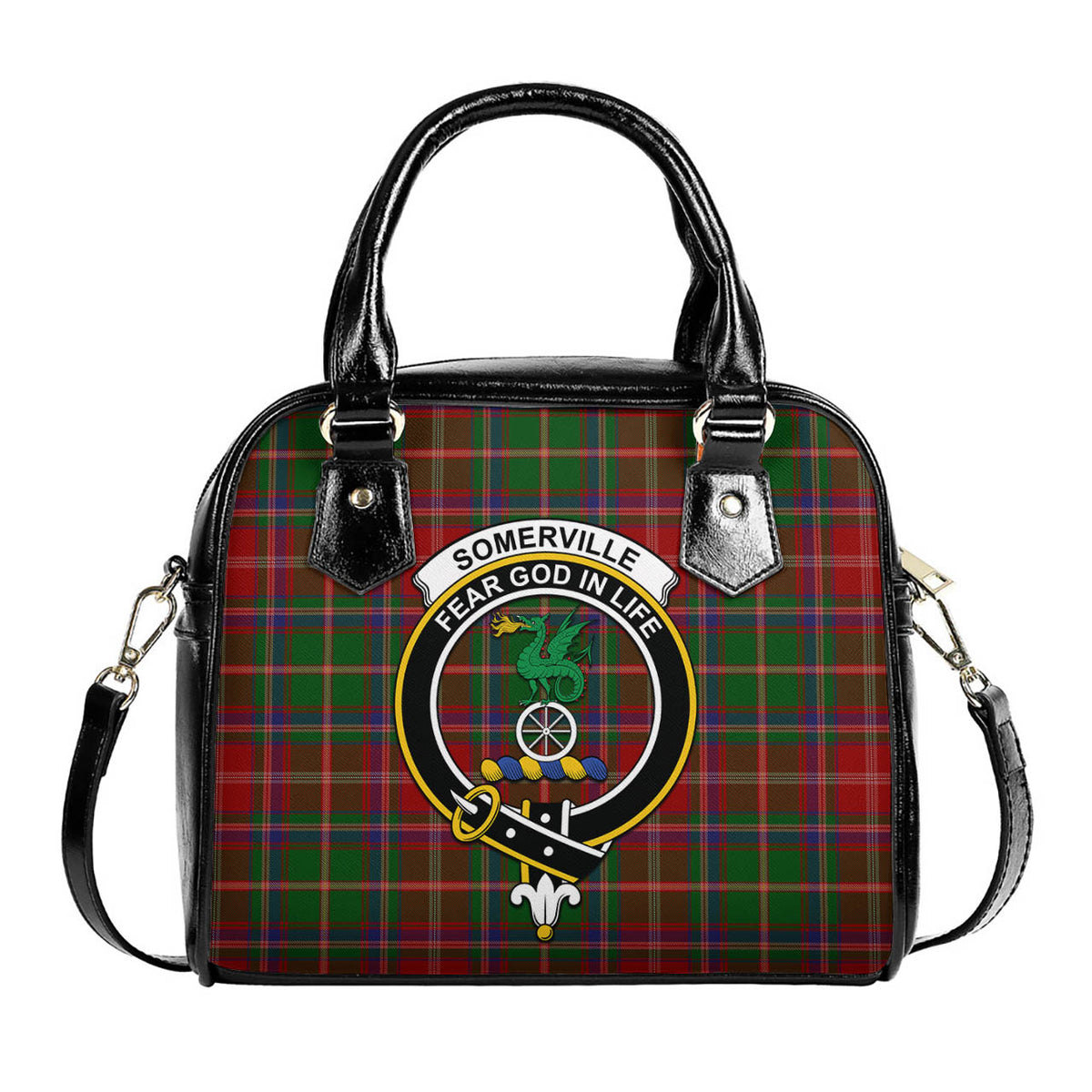 Somerville Tartan Shoulder Handbags with Family Crest One Size 9*21*24 cm (3.54*8.27*9.45 inches) - Tartan Vibes Clothing