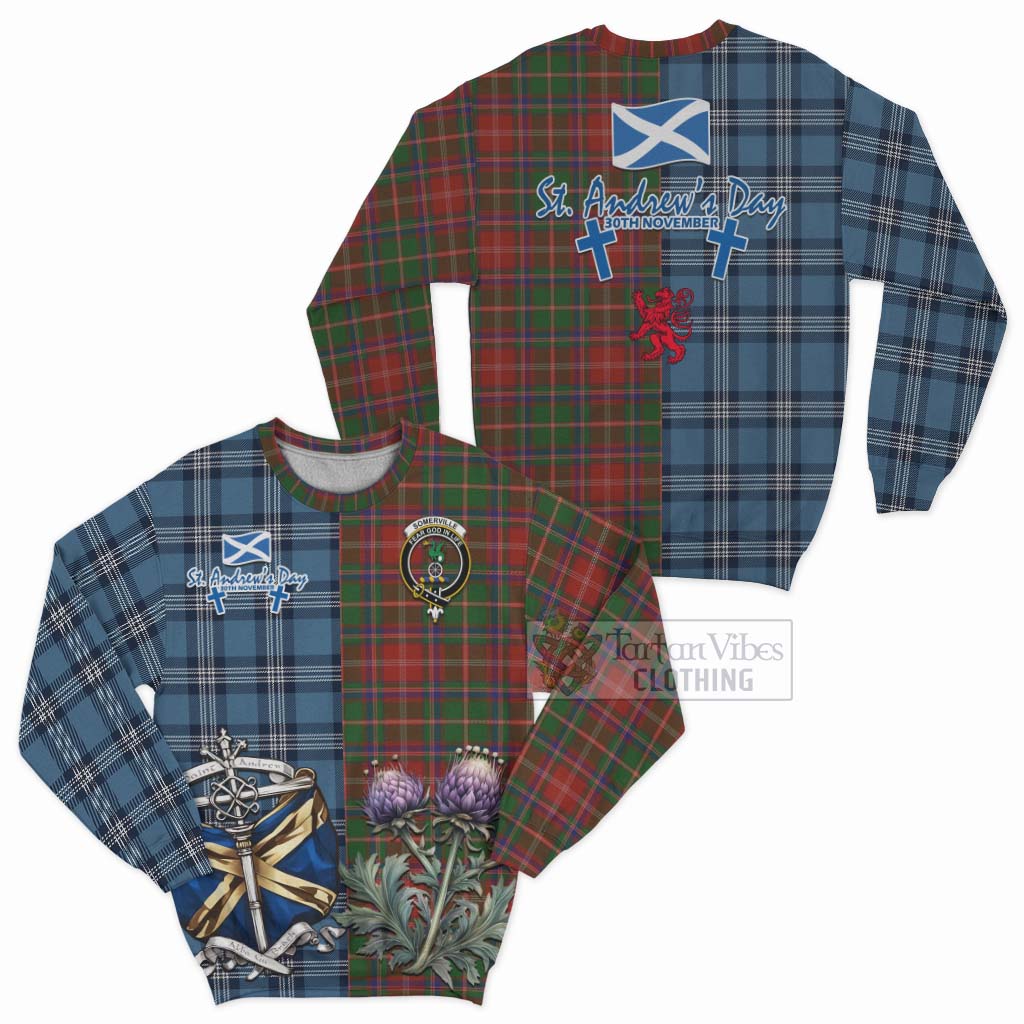 Tartan Vibes Clothing Somerville Tartan Sweatshirt Happy St. Andrew's Day Half Tartan Style