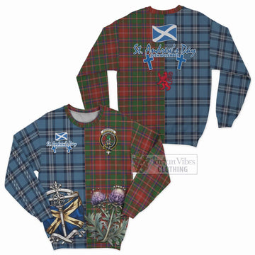 Somerville Tartan Sweatshirt Happy St. Andrew's Day Half Tartan Style