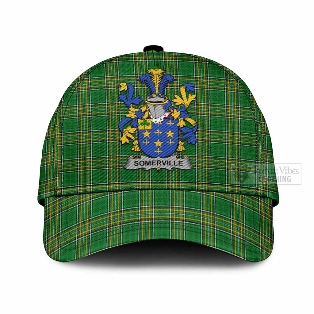 Tartan Vibes Clothing Somerville Irish Clan Tartan Classic Cap with Coat of Arms