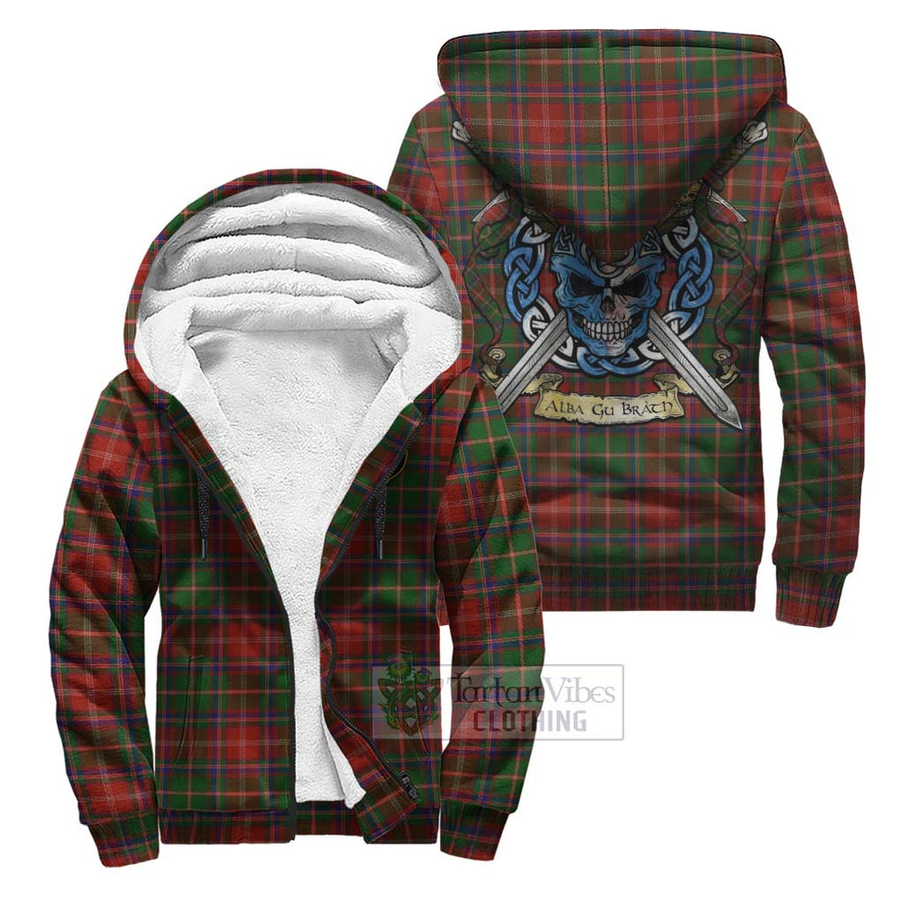 Tartan Vibes Clothing Somerville Tartan Sherpa Hoodie with Family Crest Celtic Skull Style