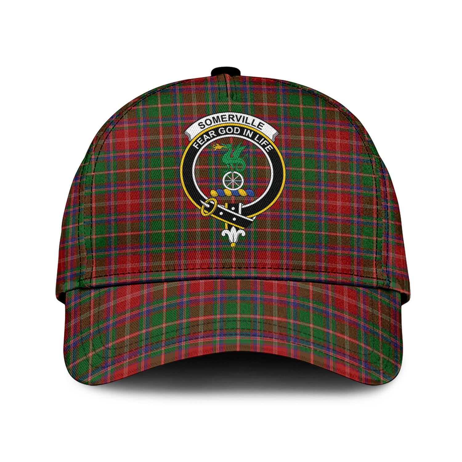 Somerville Tartan Classic Cap with Family Crest Classic Cap Universal Fit - Tartan Vibes Clothing