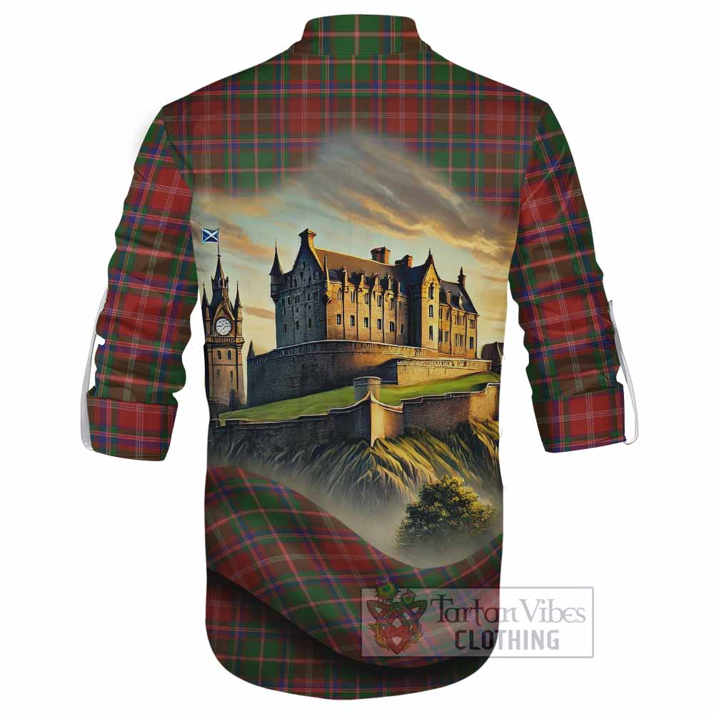 Somerville Tartan Family Crest Ghillie Kilt Shirt with Scottish Ancient Castle Style - Tartan Vibes Clothing