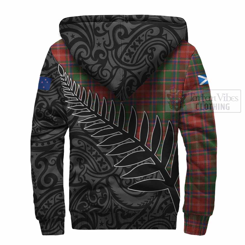 Tartan Vibes Clothing Somerville Crest Tartan Sherpa Hoodie with New Zealand Silver Fern Half Style