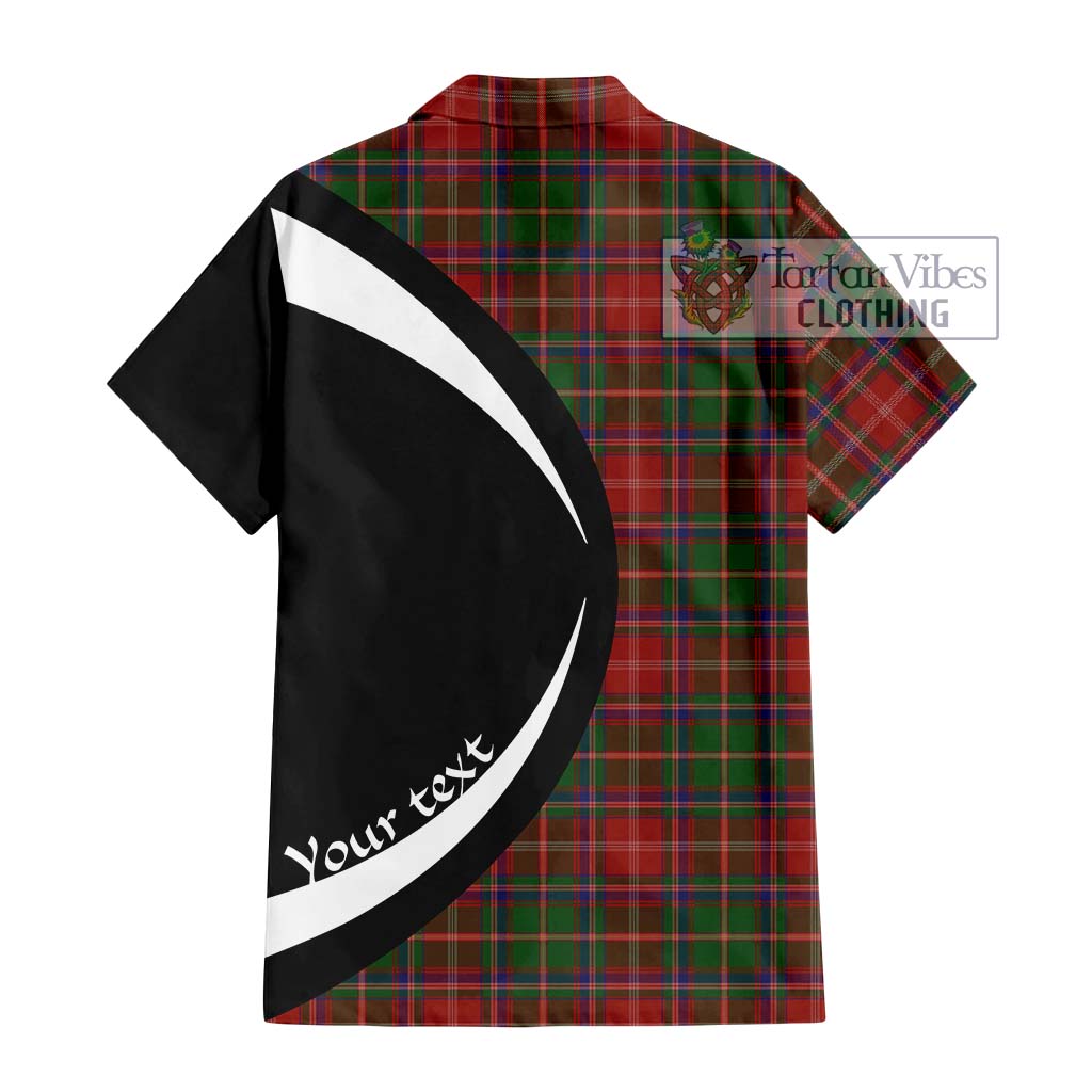 Somerville Tartan Short Sleeve Button Up with Family Crest Circle Style - Tartan Vibes Clothing