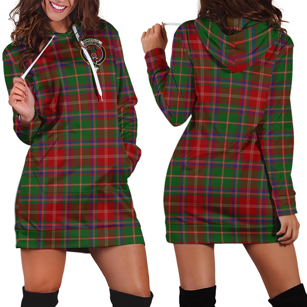 Somerville Tartan Hoodie Dress with Family Crest - Tartan Vibes Clothing