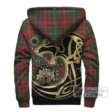 Somerville Tartan Sherpa Hoodie with Family Crest Celtic Wolf Style