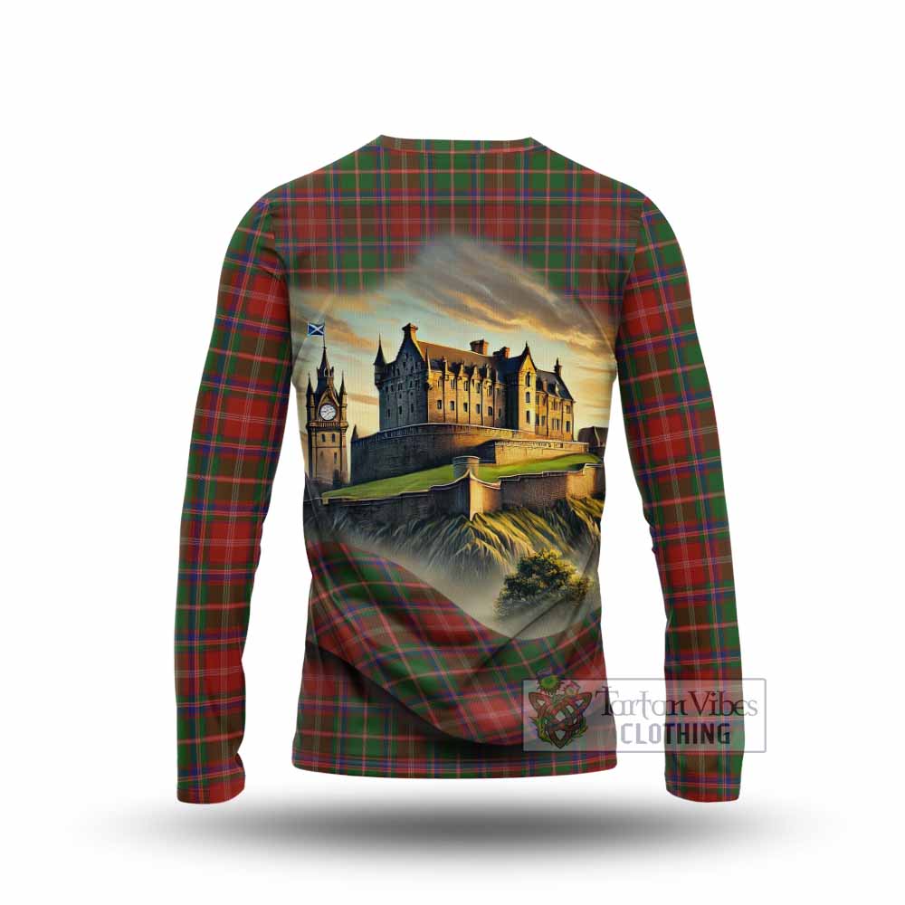 Somerville Tartan Family Crest Long Sleeve T-Shirt with Scottish Ancient Castle Style - Tartan Vibes Clothing