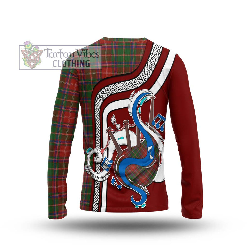 Tartan Vibes Clothing Somerville Tartan Long Sleeve T-Shirt with Epic Bagpipe Style