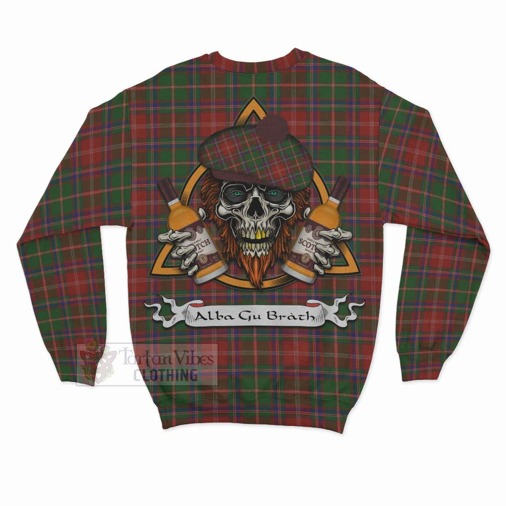 Tartan Vibes Clothing Somerville Tartan Sweatshirt with Family Crest and Bearded Skull Holding Bottles of Whiskey