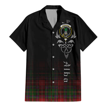 Somerville Tartan Short Sleeve Button Up Shirt Featuring Alba Gu Brath Family Crest Celtic Inspired