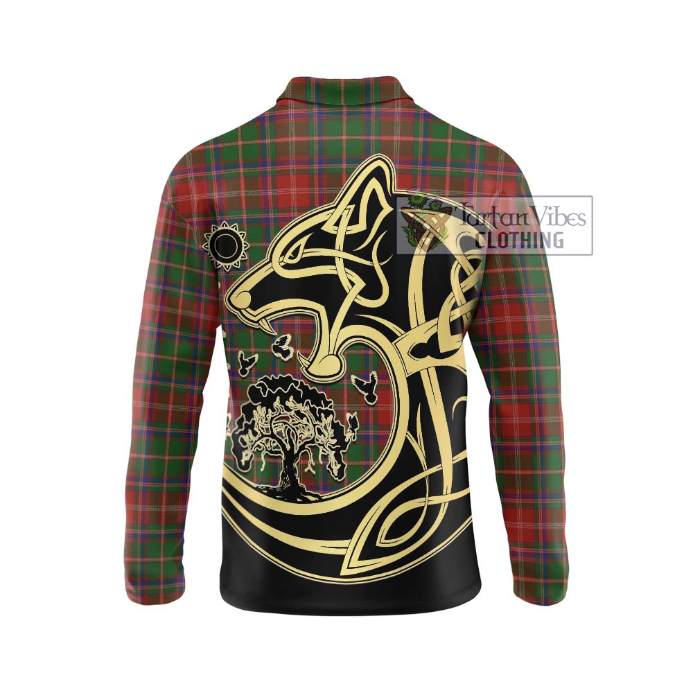 Somerville Tartan Long Sleeve Polo Shirt with Family Crest Celtic Wolf Style - Tartanvibesclothing Shop