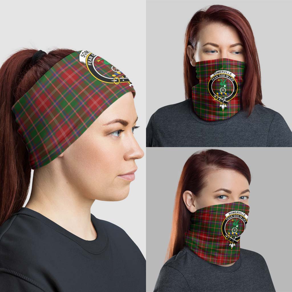 Somerville Tartan Neck Gaiters, Tartan Bandanas, Tartan Head Band with Family Crest