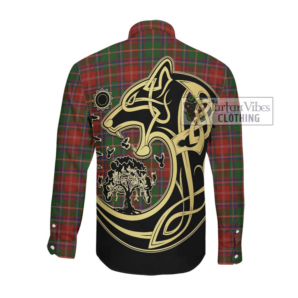 Somerville Tartan Long Sleeve Button Shirt with Family Crest Celtic Wolf Style Men's Shirt - Tartan Vibes Clothing