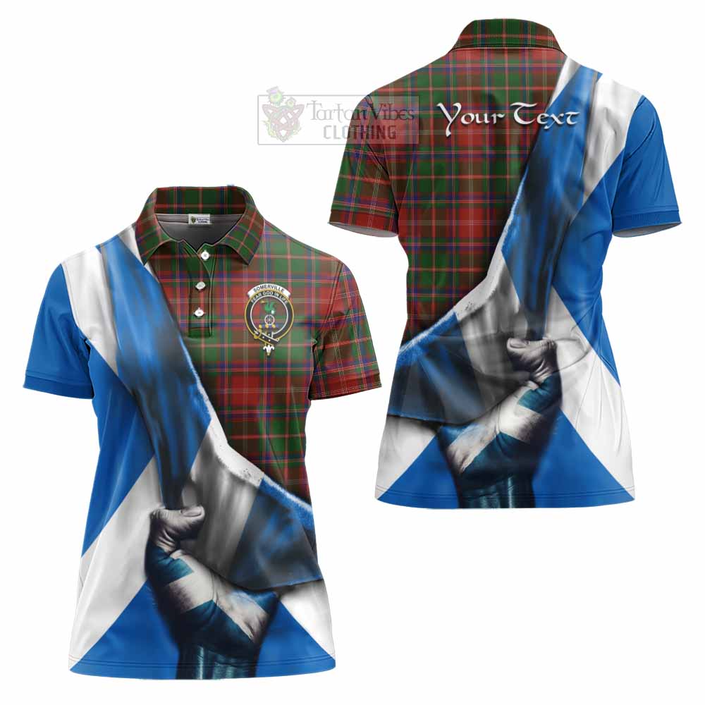 Tartan Vibes Clothing Somerville Tartan Women's Polo Shirt with Family Crest Scotland Patriotic Style