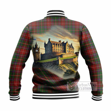 Somerville Tartan Family Crest Baseball Jacket with Scottish Ancient Castle Style - Tartan Vibes Clothing