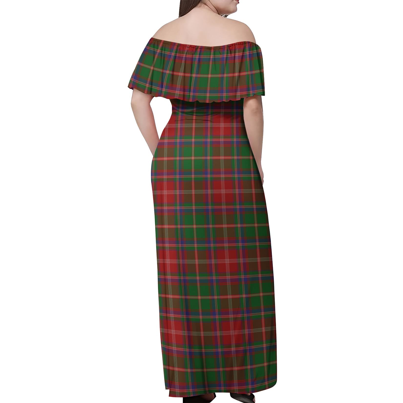 Somerville Tartan Off Shoulder Long Dress - Tartanvibesclothing