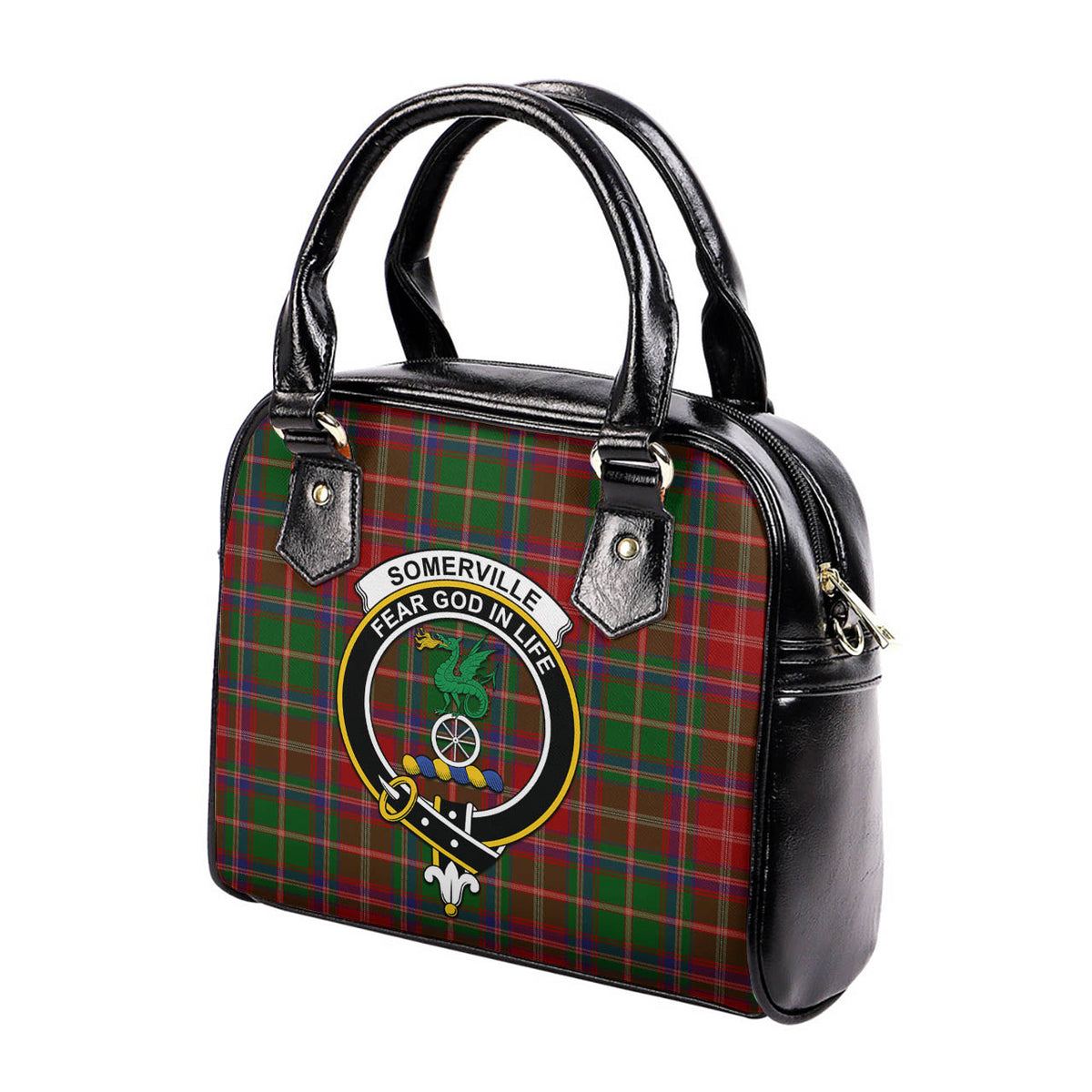 Somerville Tartan Shoulder Handbags with Family Crest - Tartan Vibes Clothing