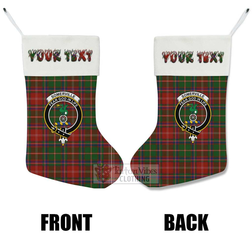 Tartan Vibes Clothing Somerville Tartan Family Crest Christmas Stocking with Personalized Text