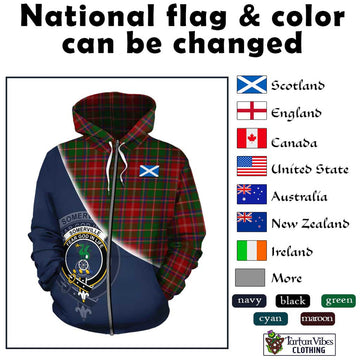 Somerville Tartan Hoodie with Personalised National Flag and Family Crest Half Style