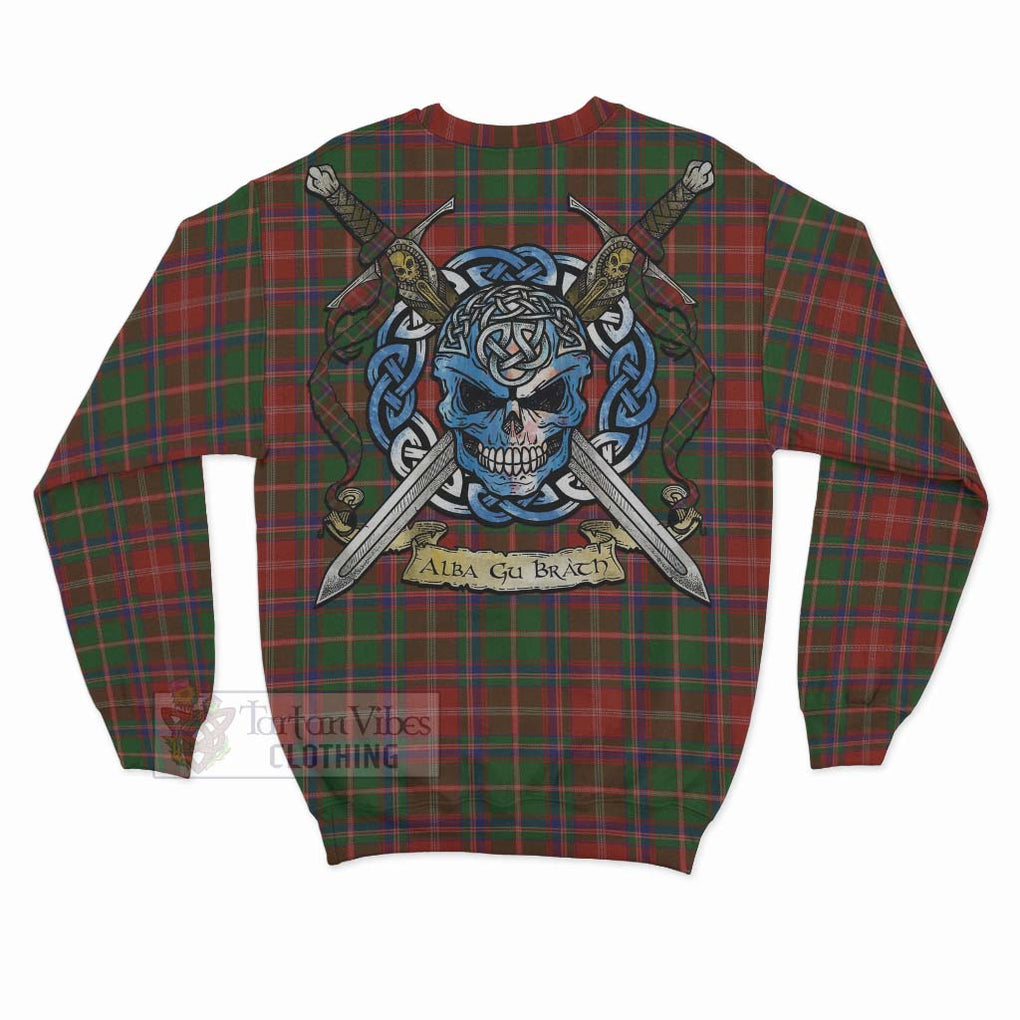 Tartan Vibes Clothing Somerville Tartan Sweatshirt with Family Crest Celtic Skull Style