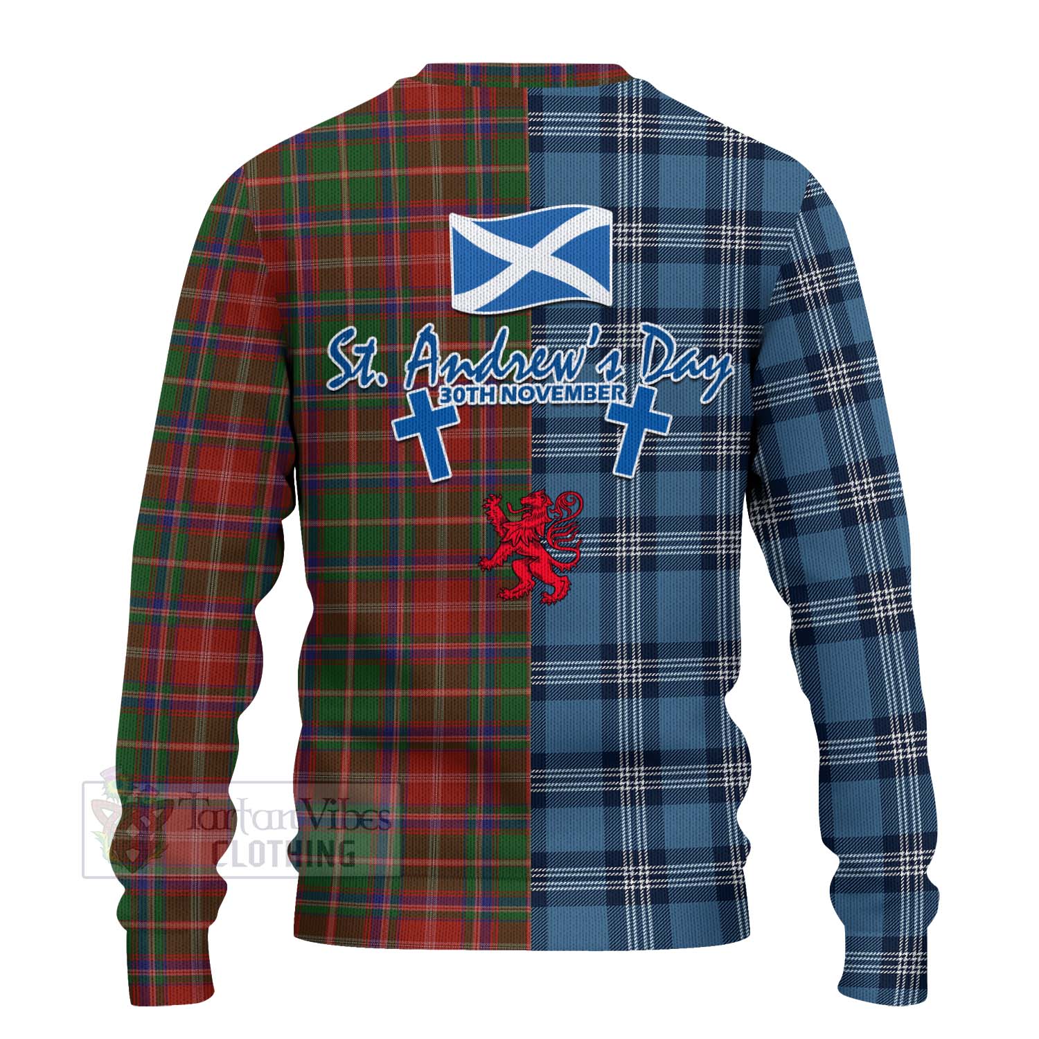 Tartan Vibes Clothing Somerville Tartan Knitted Sweater Happy St. Andrew's Day Half Tartan Style