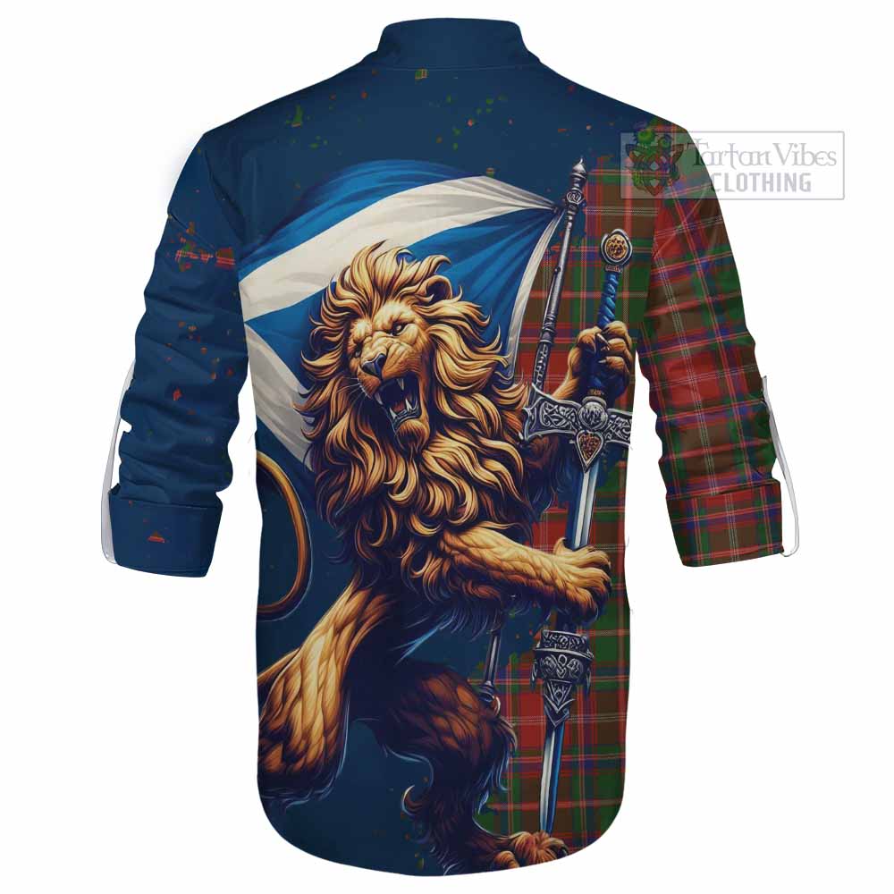 Tartan Vibes Clothing Somerville Tartan Family Crest Ghillie Kilt Shirt with Scottish Majestic Lion