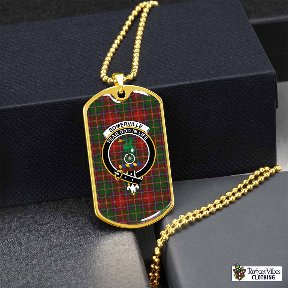 Tartan Vibes Clothing Somerville Tartan Dog Tag Necklace with Family Crest