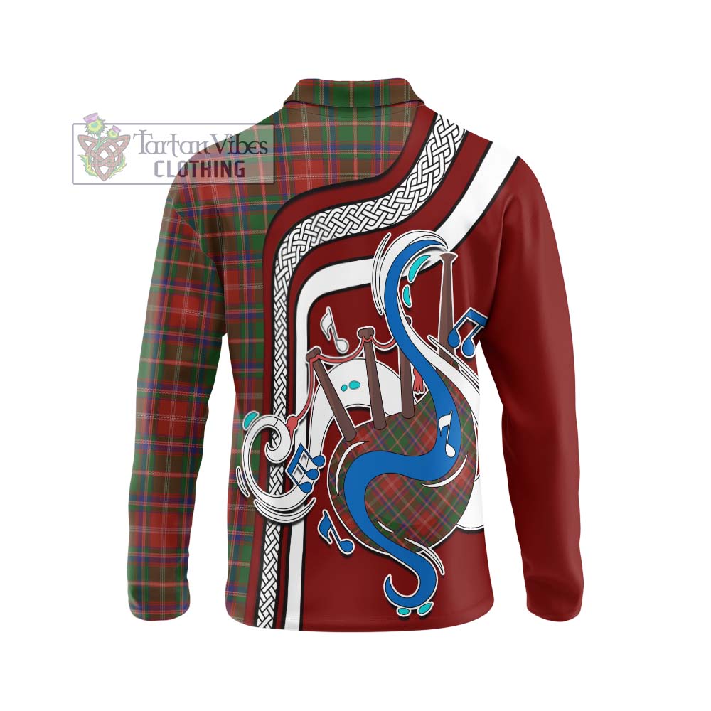 Tartan Vibes Clothing Somerville Tartan Long Sleeve Polo Shirt with Epic Bagpipe Style