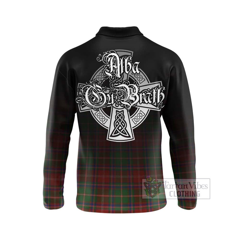 Tartan Vibes Clothing Somerville Tartan Long Sleeve Polo Shirt Featuring Alba Gu Brath Family Crest Celtic Inspired