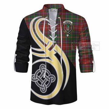 Somerville Tartan Ghillie Kilt Shirt with Family Crest and Celtic Symbol Style