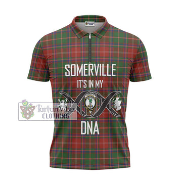 Somerville Tartan Zipper Polo Shirt with Family Crest DNA In Me Style