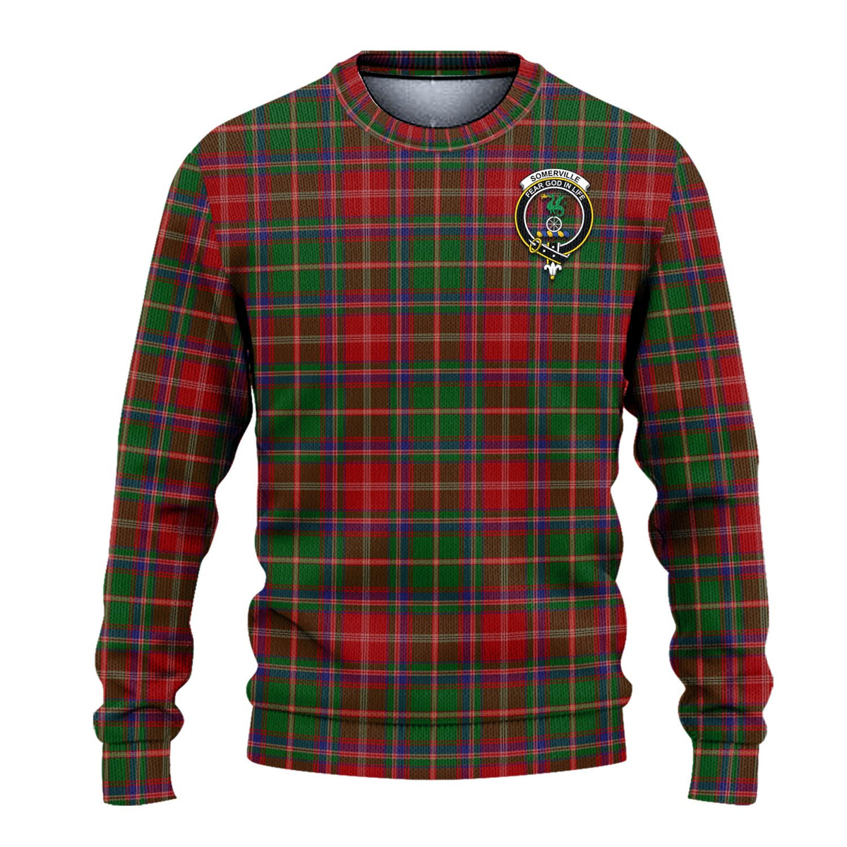 Somerville Tartan Ugly Sweater with Family Crest - Tartan Vibes Clothing